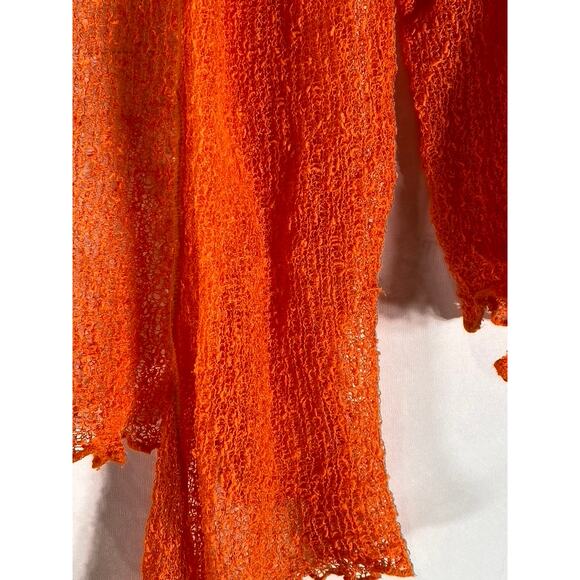 EXOTIC Women's Bright Orange Knit Open Front Elbow-Sleeve Shrug SZ OS - Picture 5 of 6